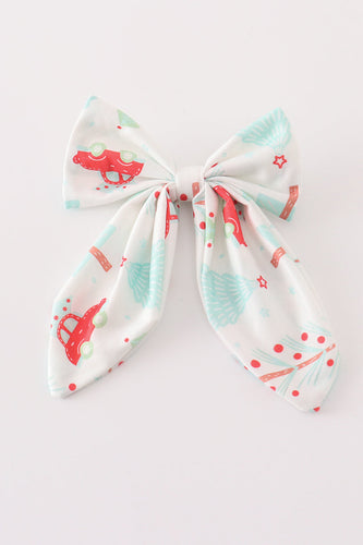 Christmas tree car print hair sailor bow - ARIA KIDS