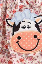 Coral floral cow applique girl bubble - ARIA KIDS