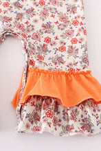 Coral floral cow applique girl romper - ARIA KIDS