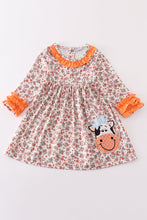 Coral floral cow applique dress - ARIA KIDS