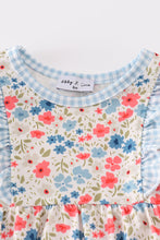 Pink&blue floral print ruffle bubble - ARIA KIDS