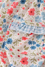 Pink&blue floral print ruffle bubble - ARIA KIDS