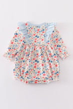 Pink&blue floral print ruffle bubble - ARIA KIDS