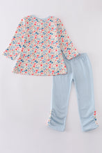 Pink&blue floral print girl set - ARIA KIDS