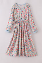 Pink&blue floral print women dress - ARIA KIDS