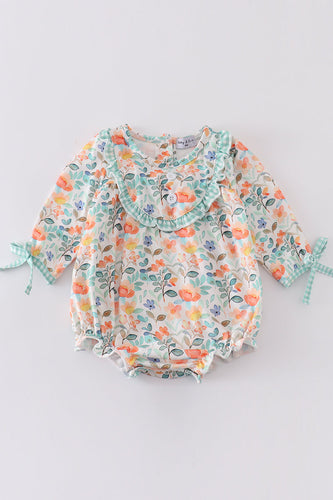 Green watercolor floral ruffle bubble - ARIA KIDS