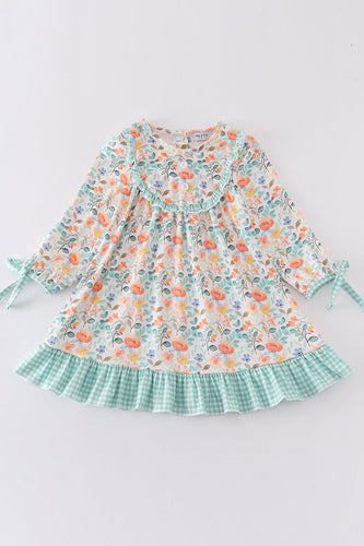 Green watercolor floral dress - ARIA KIDS