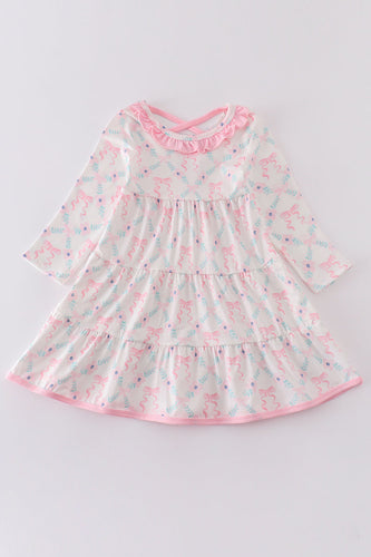 Pink floral ruffle girl dress - ARIA KIDS