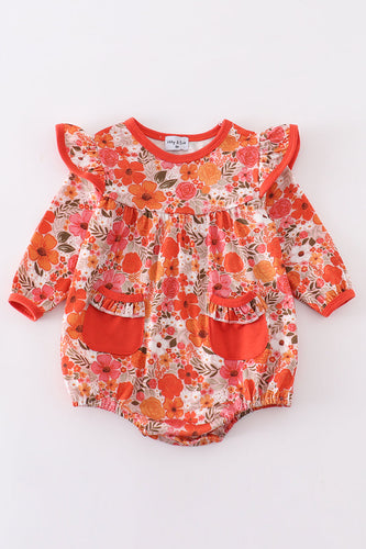 Fall floral print ruffle bubble - ARIA KIDS