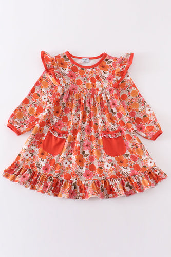 Fall floral print ruffle dress - ARIA KIDS