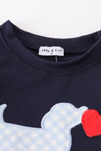 Navy valentine puppy heart applique boy set - ARIA KIDS