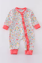 Pink floral print girl romper - ARIA KIDS