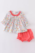 Pink floral print girl bloomer set - ARIA KIDS