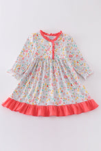 Pink floral print girl gown - ARIA KIDS