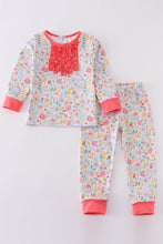 Pink floral print girl pajamas set - ARIA KIDS