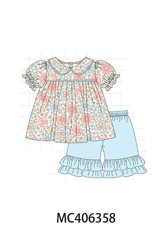 Pink floral print girl set - ARIA KIDS