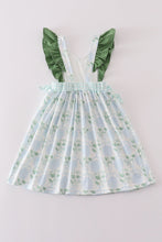 Green botanical print girl dress - ARIA KIDS