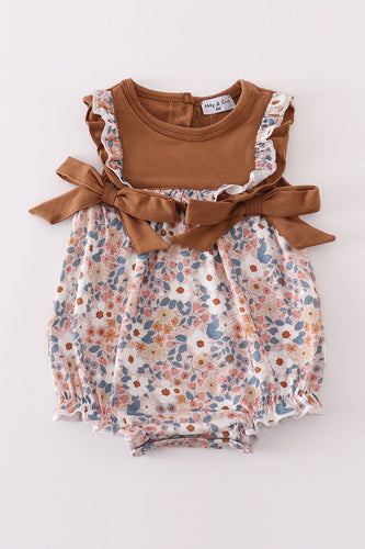 Brown floral print girl bubble - ARIA KIDS