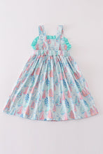 Green sailboat print girl dress - ARIA KIDS