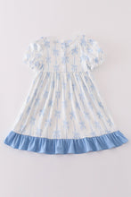 Blue bow ruffle girl dress - ARIA KIDS