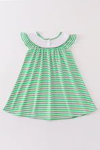 Green stripe lucky charm french knot girl dress - ARIA KIDS