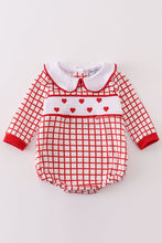 Valentine's day smocked heart embroidery boy bubble - ARIA KIDS