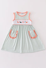 Coral & sage marine creature embroidery girl dress - ARIA KIDS