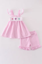 Pink seersucker hot air balloon embroidery girl set - ARIA KIDS