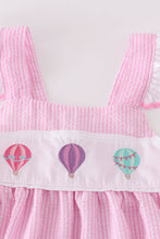 Pink seersucker hot air balloon embroidery girl set - ARIA KIDS