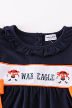 Navy orange war eagle embroidery girl dress - ARIA KIDS