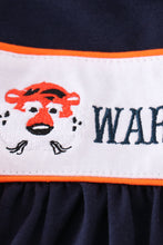 Navy orange war eagle embroidery girl dress - ARIA KIDS