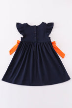 Navy orange war eagle embroidery girl dress - ARIA KIDS