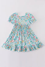 Green floral daddy's girl embroidery girl dress - ARIA KIDS