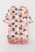 Pink floral print ruffle baby gown - ARIA KIDS