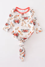 Orange floral print baby gown - ARIA KIDS