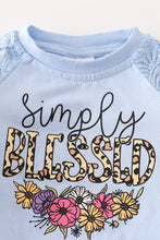 Blue "SIMPLY BLESSED" ruffle baby romper - ARIA KIDS