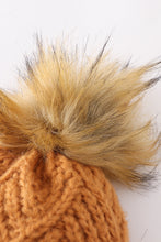 Camel cross cable knit pom pom beanie hat baby toddler adult - ARIA KIDS