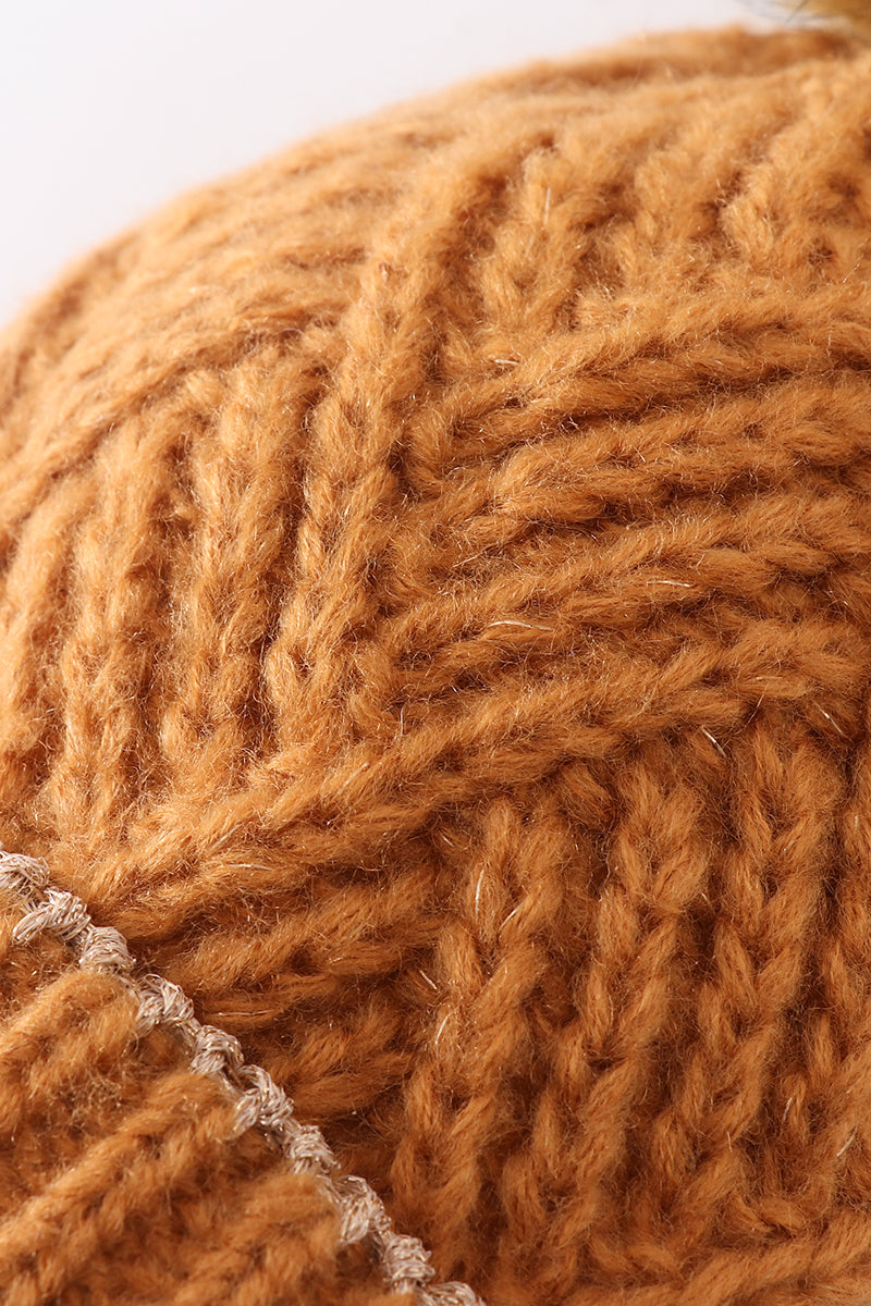 Beanie with Pom - Camel Brown Child/Adult