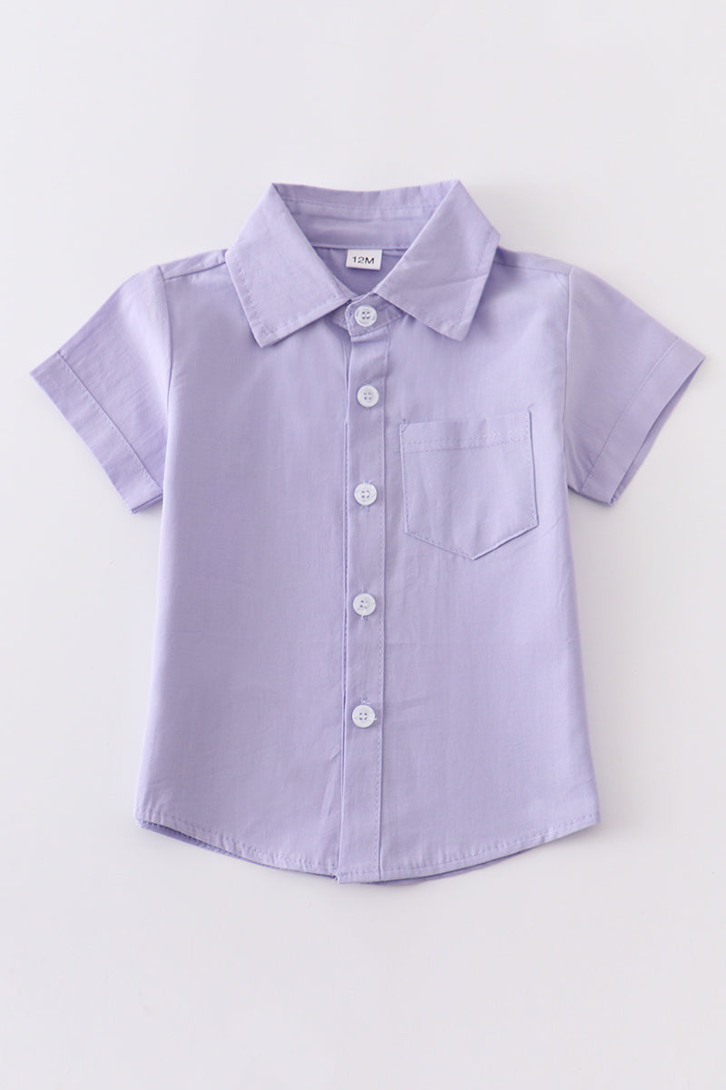 Short Sleeve Lavender Dress Shirt, Button Down