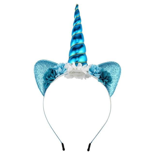 Blue Frozen Inspired Unicorn Party Headband with Glitter Ears – ARIA KIDS